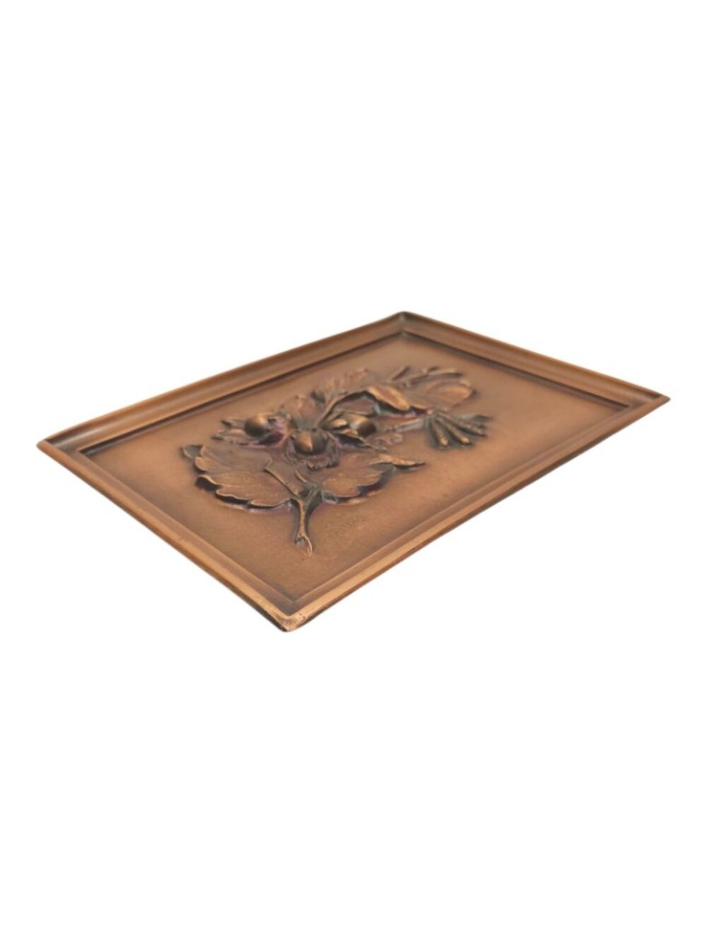 Albert Gilles Leaf Acorn Copper Wall Plaque Embossed Repousse Vintage Hanging - Picture 10 of 13